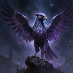 an alien cosmic being shaped like a falcon, cosmic horror, digital painting, concept art, artstation, trending, high resolution