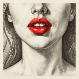 'Red lips by Anton Pieck, Arshile Gorky, Arthur Rackham, Carne Griffiths'