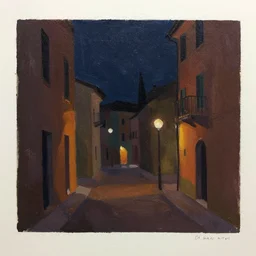 impasto quick minimalist painterly sketch, in rich glossy oil paint of a beautiful gloomy italian night scene, claire tabouret