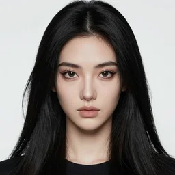 portrait of a tall 4 0 - year - old woman with thin lips, heavy - lidded eyes, a strong jaw and long, thick shining black hair, thick eyebrows and long eyelashes, wearing in black clothes, hyper realistic face, beautiful eyes, fantasy art, in the style of greg rutkowski, intricate, alphonse mucha, hyper detailed, smooth
