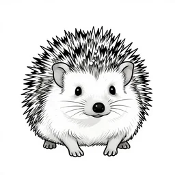 clean simple line art of a hedgehog. white background. well composed, clean black and white line drawing, beautiful detailed face. illustration by josan gonzalez and steve ditko and greg rutkowski