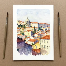 small centered on watercolor paper, paint brush strokes, abstract watercolor painting of lisbon, cinematic light, national romanticism by hans dahl, by jesper ejsing, by anders zorn, by greg rutkowski, by greg manchess, by tyler edlin