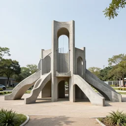brutalist playground made of concrete