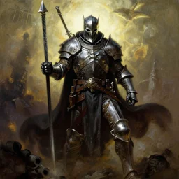 the death knight by Frank Frazetta.  Thomas Cole and Wayne Barlowe
