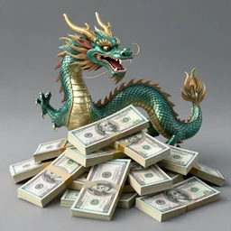 a pile of cash guarded by a dragon