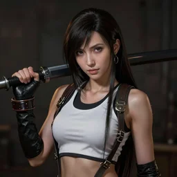 charismatic seductive tifa lockhart portrait, atmospheric lighting, painted, intricate, moody lighting, highly detailed by rembrandt