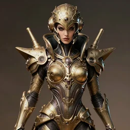 beautiful female fused with deadite and the thing is a space hunter, legendary epic pose, ornate alien helmet, retro-futuristic, portrait, photo, intricate details, vicious appearance, by vincent di fate, artgerm, julie bell, beeple and Greg Rutkowski, 90s, concept, Smooth gradients, octane render, 8k, High contrast, duo tone, depth of field, very coherent symmetrical artwork