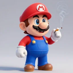 ultra - realistic humanoid super mario smoking a cigarette