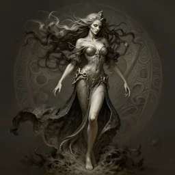 photography of a seductive wind swept death, full body portrait, deep focus, d & d, fantasy, intricate, elegant, highly detailed, digital painting, artstation, concept art, matte, sharp focus, illustration, hearthstone, magic the gathering, art by artgerm and greg rutkowski and alphonse mucha