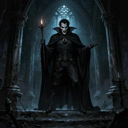 a dark sinister vampire lair by Marc Simonetti