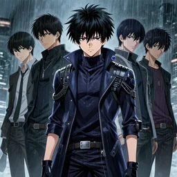 killua zoldyck black hair, pretty face, rain, techwear, formal wear, streetwear, cyberpunk style outfit, greg rutkowski, ross tran, takato yomamoto, wlop, ilya kuvshinov, intricate complexity, detailed portrait, 4 k, cinematic lighting, artstation, sharp focus, smooth, makoto shinkai