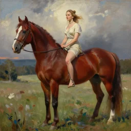 jennifer lawrence in the style of bathing the red horse by petrov vodkin, oil painting, digital painting, concept art, smooth, sharp focus, illustration by william - adolphe bouguerea
