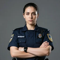female paramedic with arms crossed, photography, highly detailed, brave, powerful