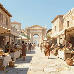 Ancient roman market bazaar