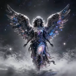 a angel made out of galaxies and stars, 8 k, hyper realistic digital art, highly detailed, high quality,