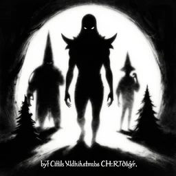 Cthulhu Christmas by Charles Addams and H.R. Giger, black and white illustration shadows symmetrical