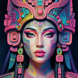 beautiful intricate exquisite mayan princess realistic face, beautiful eyes, neon colors, drawing, in the style of greg rutkowski, fantasy, amazing detail, epic, intricate, elegant, smooth, sharp focus