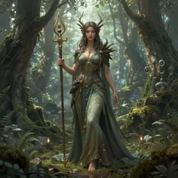 A goddess of the forest, trending on Artstation, Greg Rutkowski, Wayne Barlowe