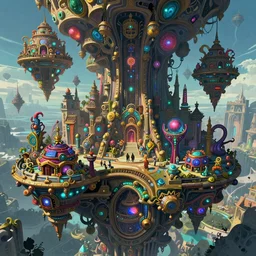 hyper detailed ultra sharp of a magicpunk exoticcore overcrowded flying island city trending on artstation, warpaint aesthetic, earthwave, colorful, psychedelic, ornate, intricate, digital painting, concept art, smooth, sharp focus, illustration, art by artgerm and greg rutkowski and h. r. giger, 8 k