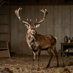 A glorious stag standing in the middle of the room