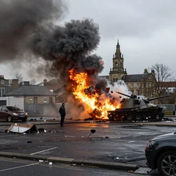 Newcastle being bombed by the south