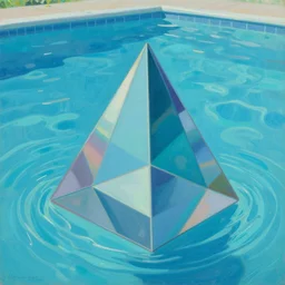 a stunning wpa style painting of a prism floating at the bottom of a swimming pool, award winning art