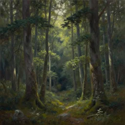 runestone, nature, trees, focused, centered, very detailed, norse, oil painting