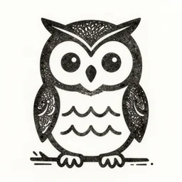 cute lithography of an owl