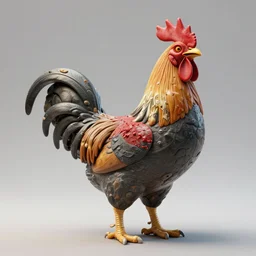 a powerful musculin rooster rock statue that looks like a creative / designer, hasselblad photo, 8 k resolution, octane render, character design, digital art