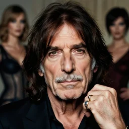 a close up color portrait of frank zappa in old age with background scenery by juergen teller, iris van herpen rankin, ring - flash