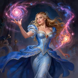 margot robbie as a beautiful magician casting colorful spells, fantasy art, in the style of JAMES MCCARTHY, illustration, epic art, fantasy, intricate, elgant, amazing detail, digital painting, artstation, concept art, smooth, sharp focus