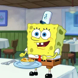 spongebob working at an italian restaurant in phillidelphia, screencap from spongebob squarepants