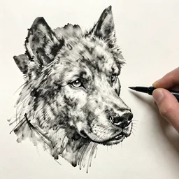 hogomomolati beautiful ink drawing, pen on paper, by alphonso dunn and rick shaefer, award winning, trending on artstation