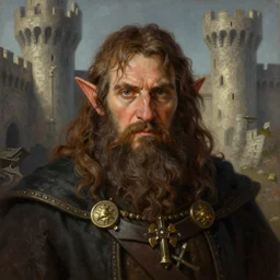 a super detailed illustration portrait painting of a dwarf warpriest with brown hair, castle setting, d & d rpg portrait, hires headshot, 4 k, symmetrical, centered, art by tim hildebrandt and frank frazetta and gerald brom and greg rutkowski