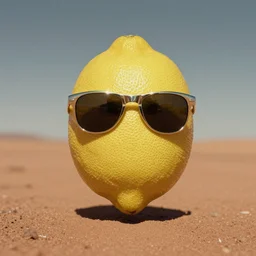 a lemon wearing sunglasses in mars, autochrome photograph, atmospheric, film grain, trending on artstation
