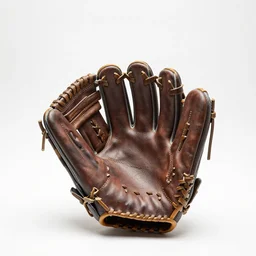 lacquered baseball glove, studio product photography, isolated on a pure white background, centered, entire object in frame, sharp focus, soft studio lighting
