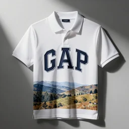 a detailed high key lighting product photo of a gap polo shirt designed by harris reed. couture. high fashion. fashion week
