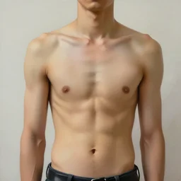 a beautiful painting of a  barechested man, skinny build, trending on artstation