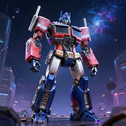 robotic unicorn transformer cyberpunk sci - fi cosmic background