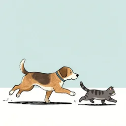 graphic novel of a dog chasing a cat, by jose domingo