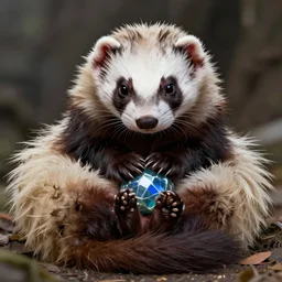 A ferret is cuddling the time stone, hyperdetailed, artstation, cgsociety, 8k