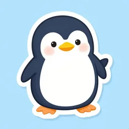 a cute happy penguin die cut sticker illustration