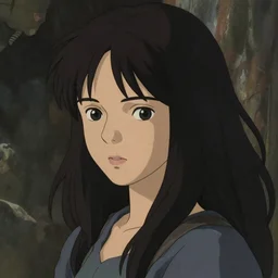 a beautiful girl with long black hair, sharp focus, intricate, digital painting, artstation, highly detailed, ambient lighting, illustration, portrait by Studio Ghibli and Greg Rutkowski
