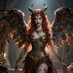 hyper detailed ultra sharp of a beautiful azazello is one of the demonic and mystical characters in the work, a negative character in biblical stories, a fallen angel who opposed the will of god. trending on artstation, 8 k, atmospheric by eddie mendoza and craig mullins. volumetric lights