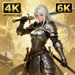 A realistic anime portrait of a white haired female barbarian wearing an intricate viking armor, sword wielding, digital painting, by Stanley Artgerm Lau, Sakimichan, WLOP and Rossdraws, digital painting, painterly, Pixiv, Deviantart, golden ratio, rule of thirds, good composition, HD, 8k, award winning, promo art, splash art, rpg, jrpg, dungeons and dragons, DND, trending on ArtStation