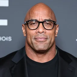 the obese dwayne the rock johnson's face wearing nerd glasses