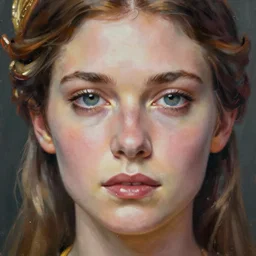 hyper realistic candid portrait mixed media painting of beautiful Mary Elizabeth Winstead as a greek goddess, hyper detailed, realistic eyes, cinematic lighting, masterpiece