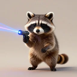 racoon holding a laser gun, digital art , centred award winning 4K