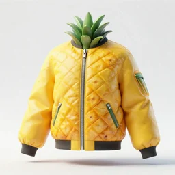 a futuristic jacket in pinapple fruit shape, digital art, artgem, octane render, artstation, ivan shishkin, hasselblad photo, 4 k resolution, fashion design, product photo, symmetrical