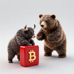 bull fighting bear on a red crypto candle, trending on artstation, 4 k, detailed